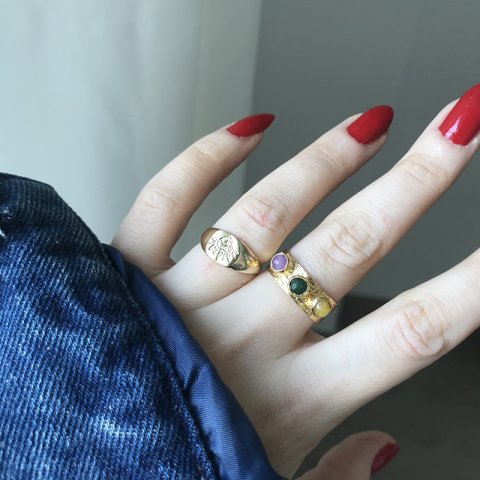 Üç Gözlü Doğal Taş Yüzük