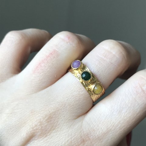 Üç Gözlü Doğal Taş Yüzük