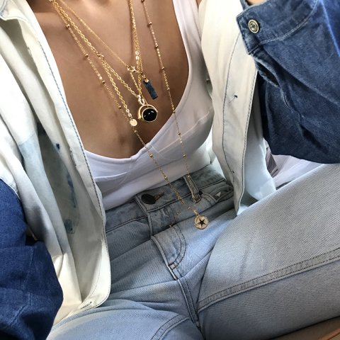 Kimera Oniks Taşlı Madalyon Kolye