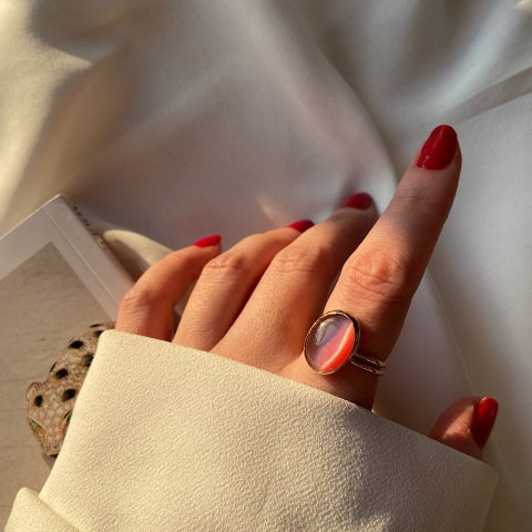 Pembe Kedi Gözü Yüzük