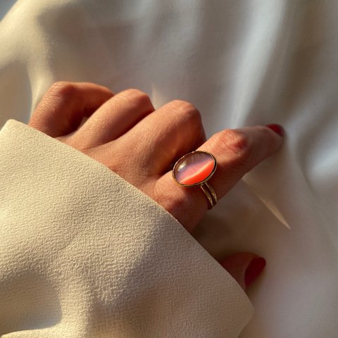 Pembe Kedi Gözü Yüzük