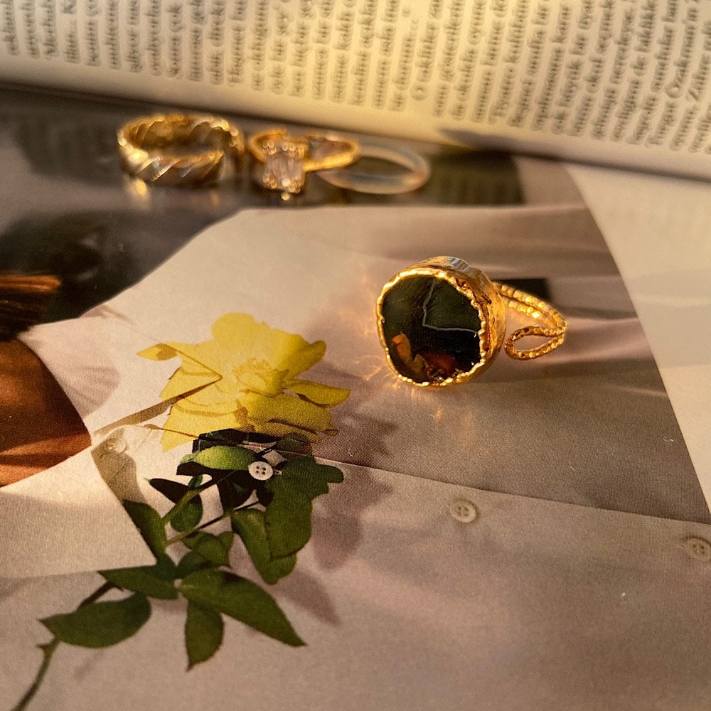 Andalucia Endülüs 2 Agat Doğal Taş Yüzük