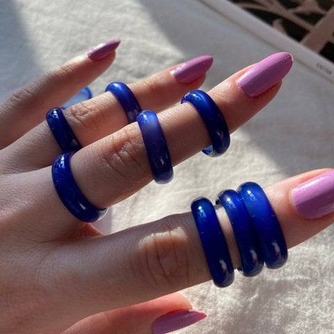 Saks Mavi Akik Taş Yüzük