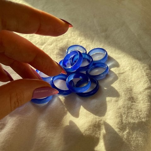 Saks Mavi Akik Taş Yüzük