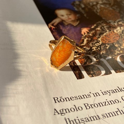 Asimetrik Karnelyan Akik Yüzük