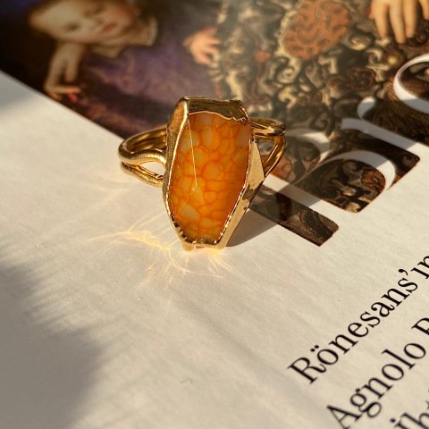 Asimetrik Karnelyan Akik Yüzük