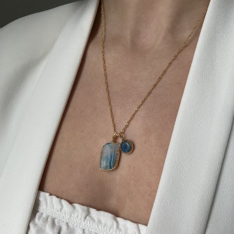 Dörtgen Agat Taş Kolye