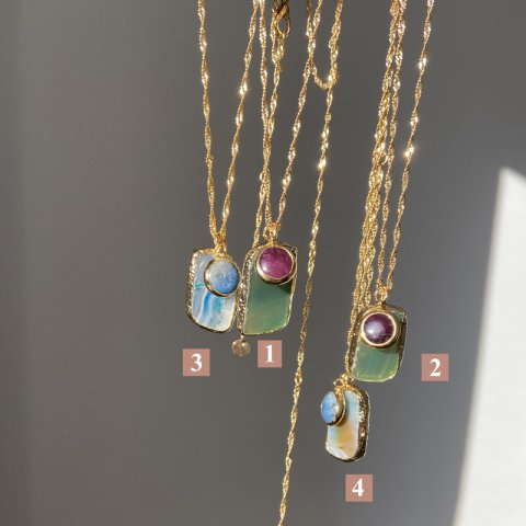 Dörtgen Agat Taş Kolye