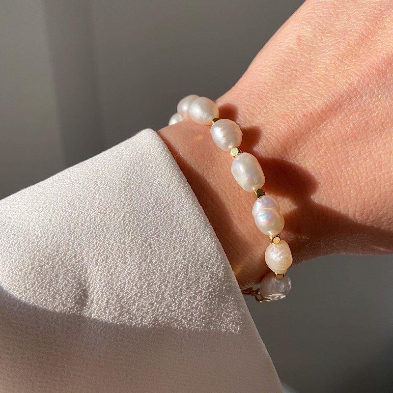 Minimal Barok İnci Gold Bileklik