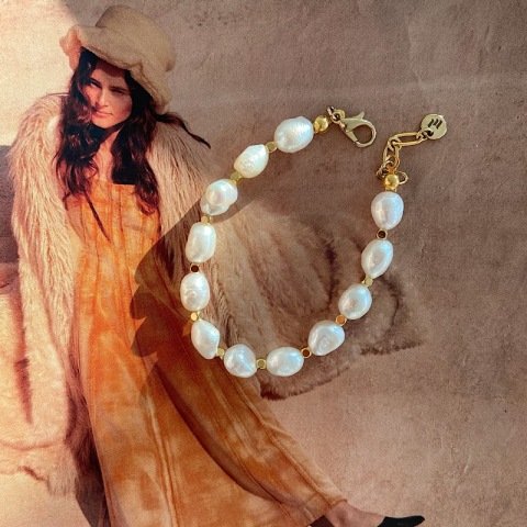 Minimal Barok İnci Gold Bileklik