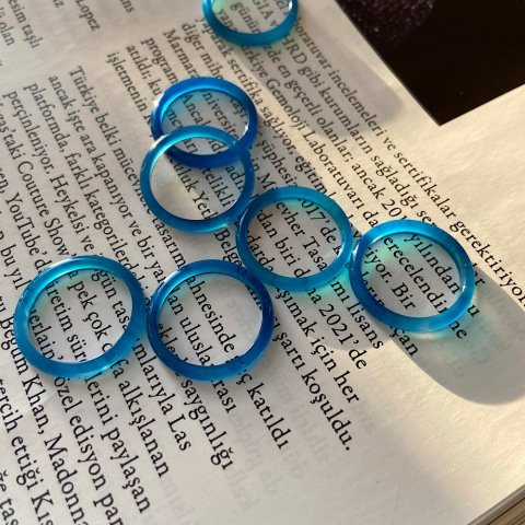 İnce Koyu Mavi Akik Taş Yüzük