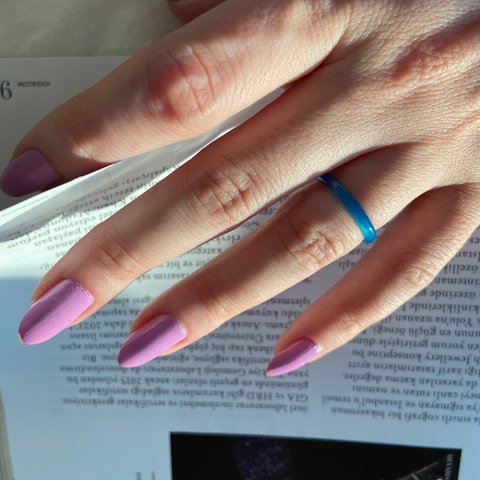 İnce Koyu Mavi Akik Taş Yüzük