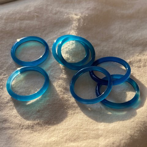 İnce Koyu Mavi Akik Taş Yüzük