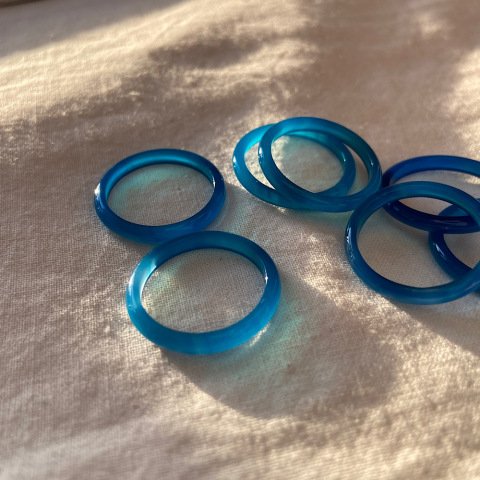 İnce Koyu Mavi Akik Taş Yüzük