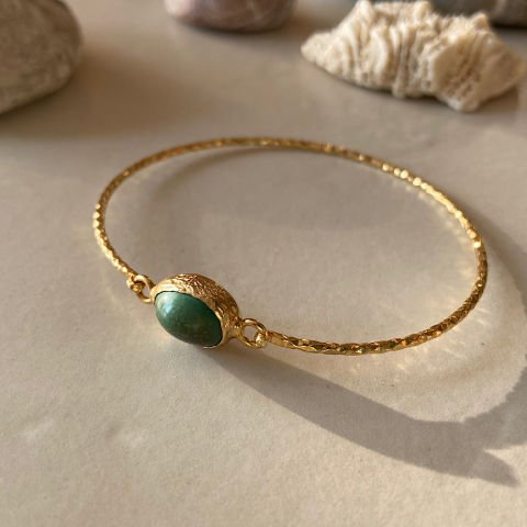Turkuaz Doğal Taş Kelepçe Bileklik