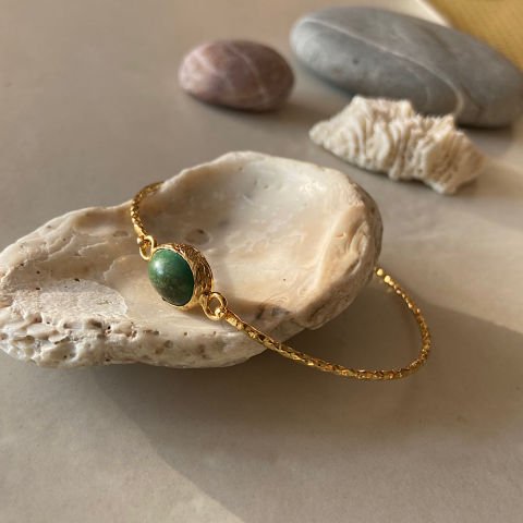 Turkuaz Doğal Taş Kelepçe Bileklik