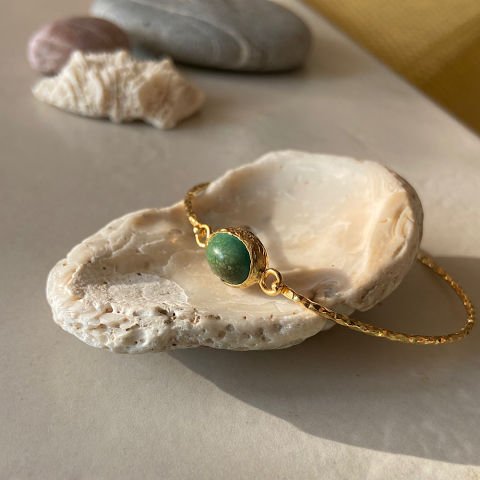 Turkuaz Doğal Taş Kelepçe Bileklik