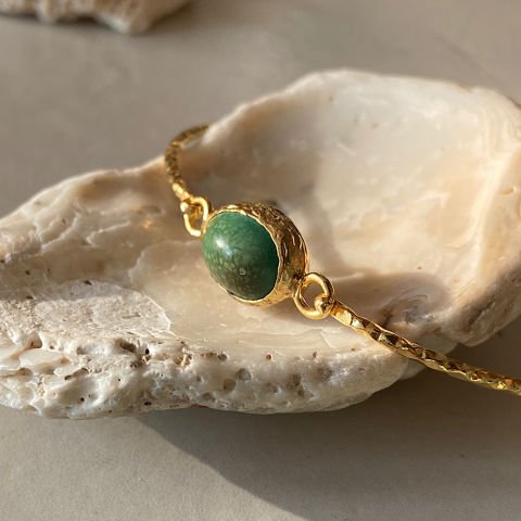 Turkuaz Doğal Taş Kelepçe Bileklik