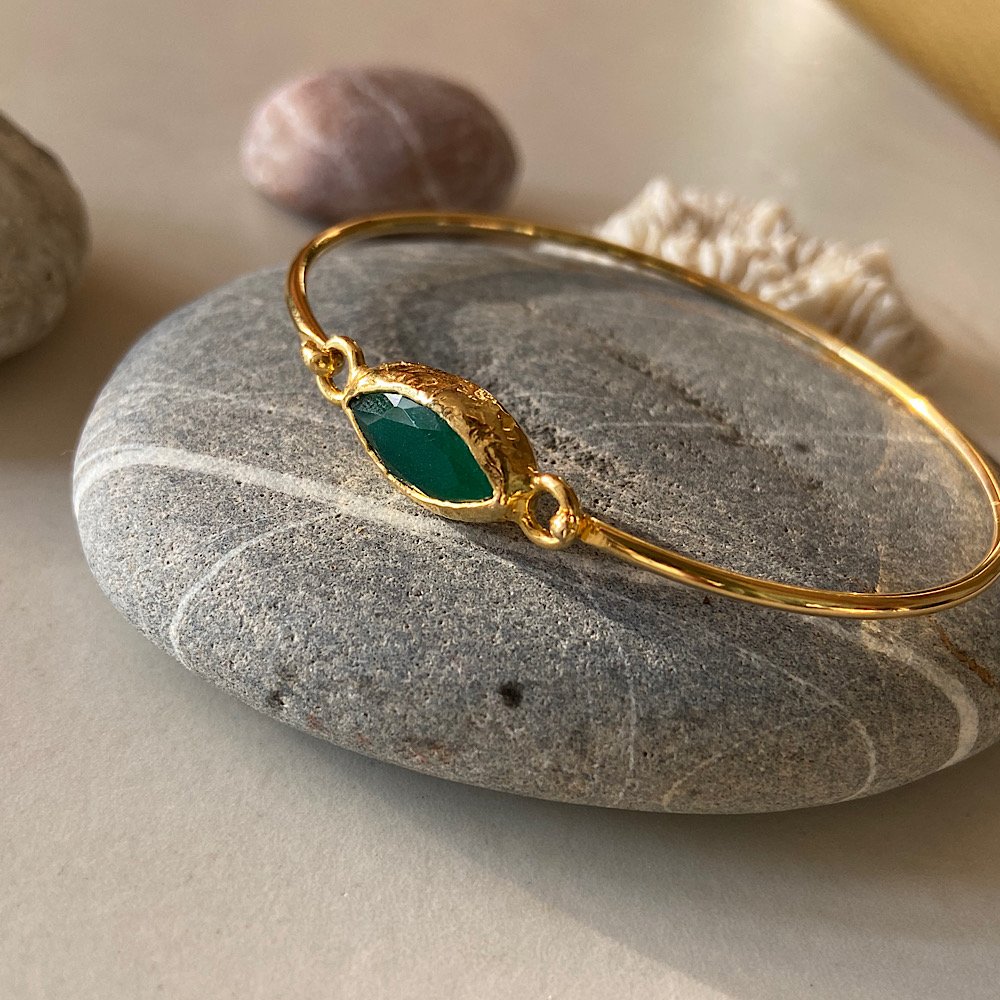 Yeşim Doğal Taş Kelepçe Bileklik