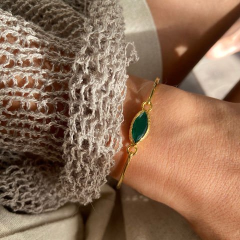 Yeşim Doğal Taş Kelepçe Bileklik