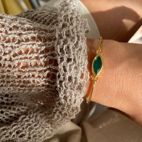 Yeşim Doğal Taş Kelepçe Bileklik