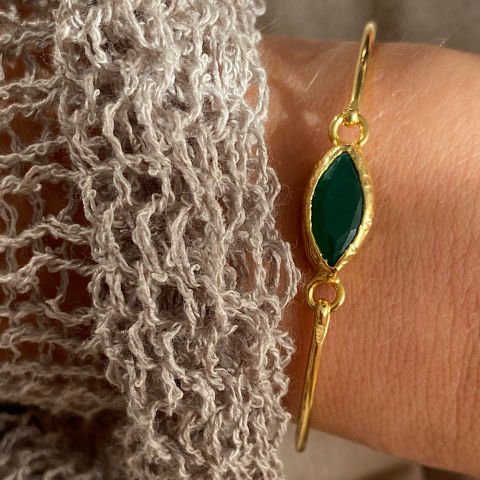 Yeşim Doğal Taş Kelepçe Bileklik