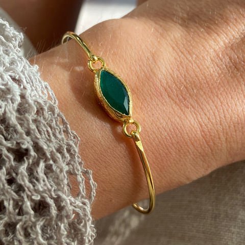 Yeşim Doğal Taş Kelepçe Bileklik