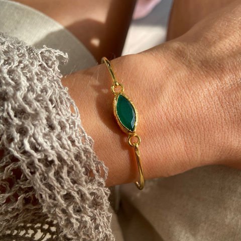 Yeşim Doğal Taş Kelepçe Bileklik