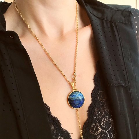 Lapis World Büyük Doğal Taş Kolye