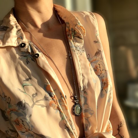 Oval Mint Yeşili akuamarin 925 Gümüş Kolye