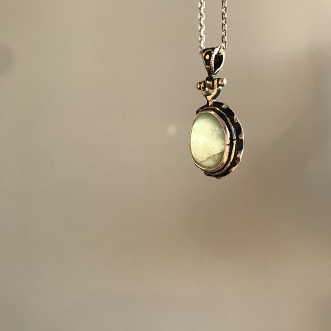 Oval Mint Yeşili akuamarin 925 Gümüş Kolye