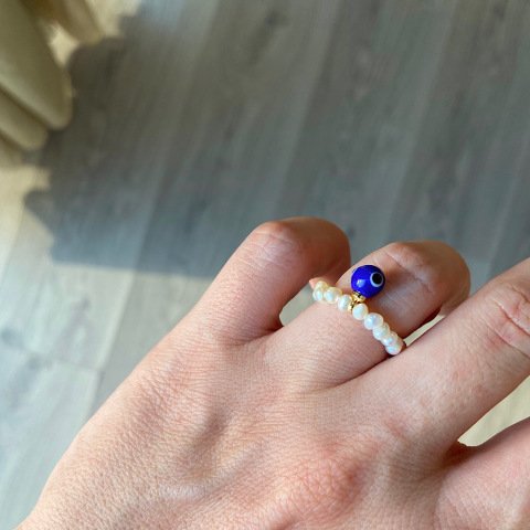 Nazarlı Kum İnci Yüzük