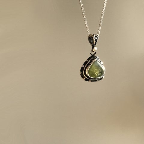 Peridot Zebercet 925 Gümüş Kolye