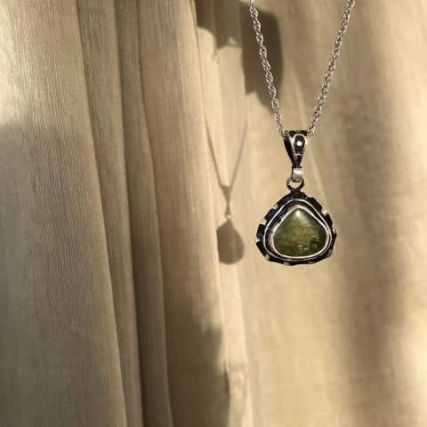 Peridot Zebercet 925 Gümüş Kolye