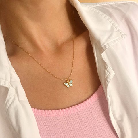 PastelFly Tekli Kelebek Kolye