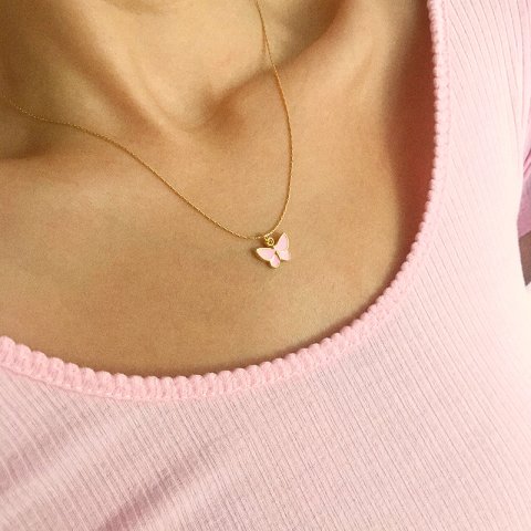 PastelFly Tekli Kelebek Kolye