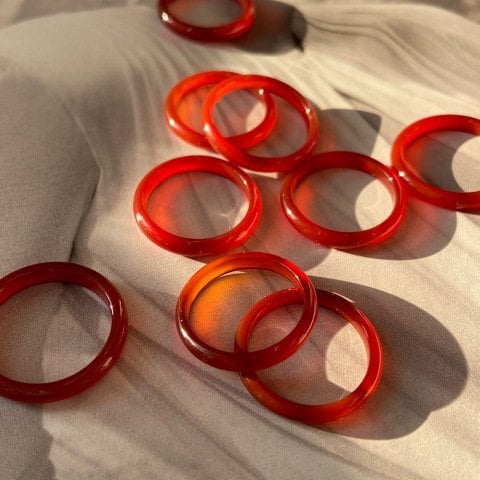 İnce Kızıl Akik Taş Yüzük