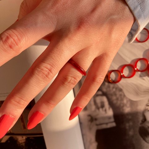 İnce Kızıl Akik Taş Yüzük