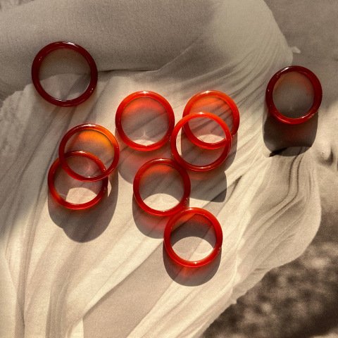 İnce Kızıl Akik Taş Yüzük