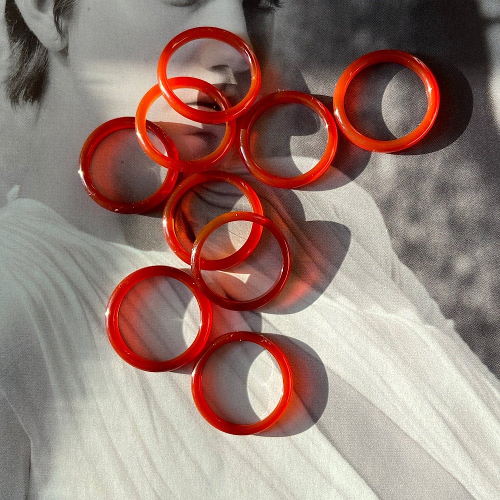 İnce Kızıl Akik Taş Yüzük