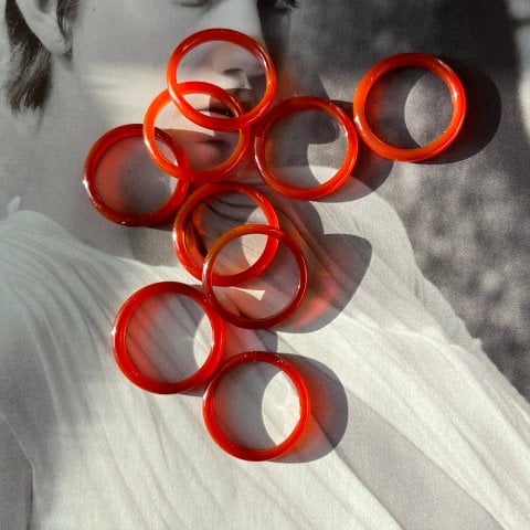 İnce Kızıl Akik Taş Yüzük