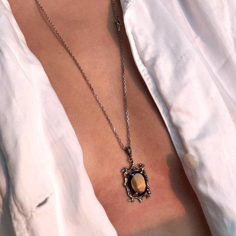 Dörtgen Kafesli Ametist Taş 925 Gümüş Kolye