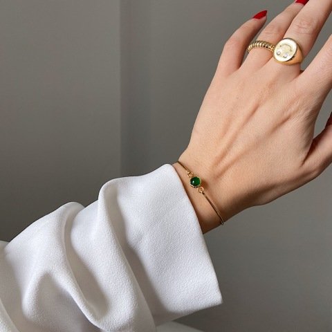Minimal Yeşim Taş Bileklik