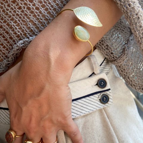 Yapraklı Yeşim Taşı Bileklik