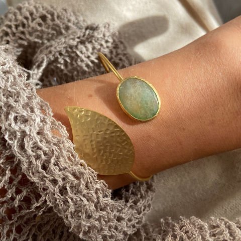 Yapraklı Yeşim Taşı Bileklik