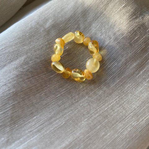 Sarı Kehribar Doğal Taş Yüzük