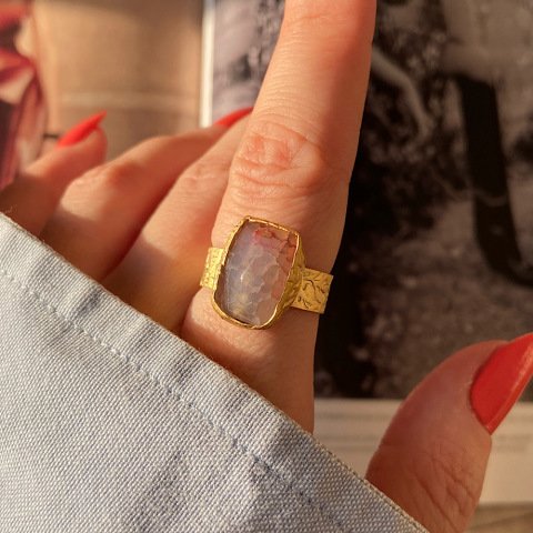 Dörtgen Akik Taş Yüzük