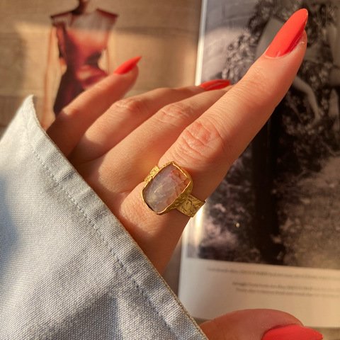 Dörtgen Akik Taş Yüzük