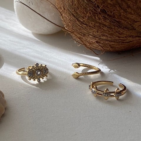 Sun and Moon Üçlü Yüzük Set