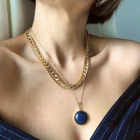 Lapis World Orta Boy Doğal Taş Kolye